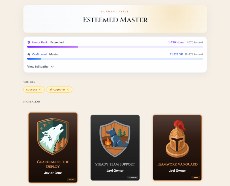 Vista previa de la armería de MeritForge